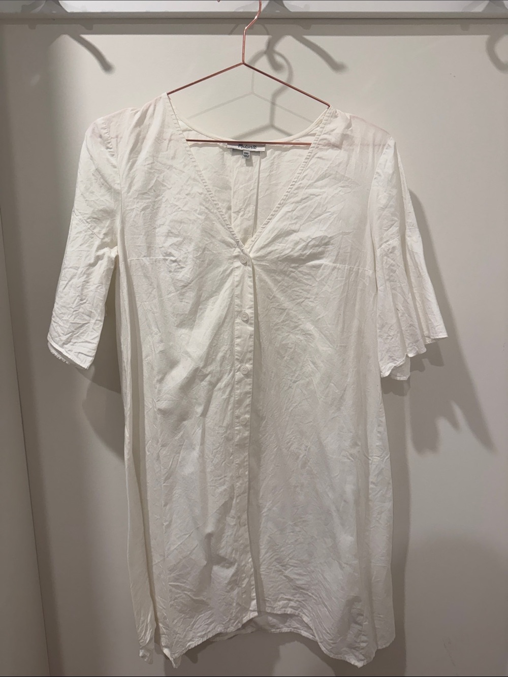Lightweight V-Neck White Button Front Blouse